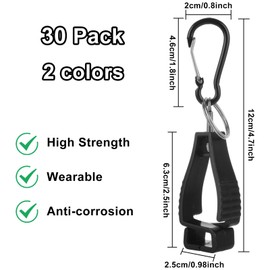 ZOFORTY 30 PCS Glove Clips, Glove Belt Clips, Work Safety Clip Glove Keeper, Glove Holder Clip, Glove Grabber Clip Holder for Belt Guard Labor Worker Construction, Black & Blue