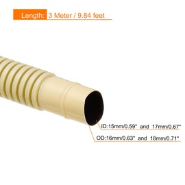 sourcing map Universal Air Conditioner Drain Hose 15mm 17mm ID 9.8ft for AC Units Washing Machine, Beige
