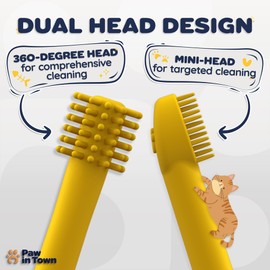 PAWINTOWN Soft Cat Toothbrush Set – Suitable for Dogs – Food Grade Silicone – Cat Dental Care, Cat Teeth Cleaning, Cat Tooth Brushing Kit (Dazzling Daffodil)