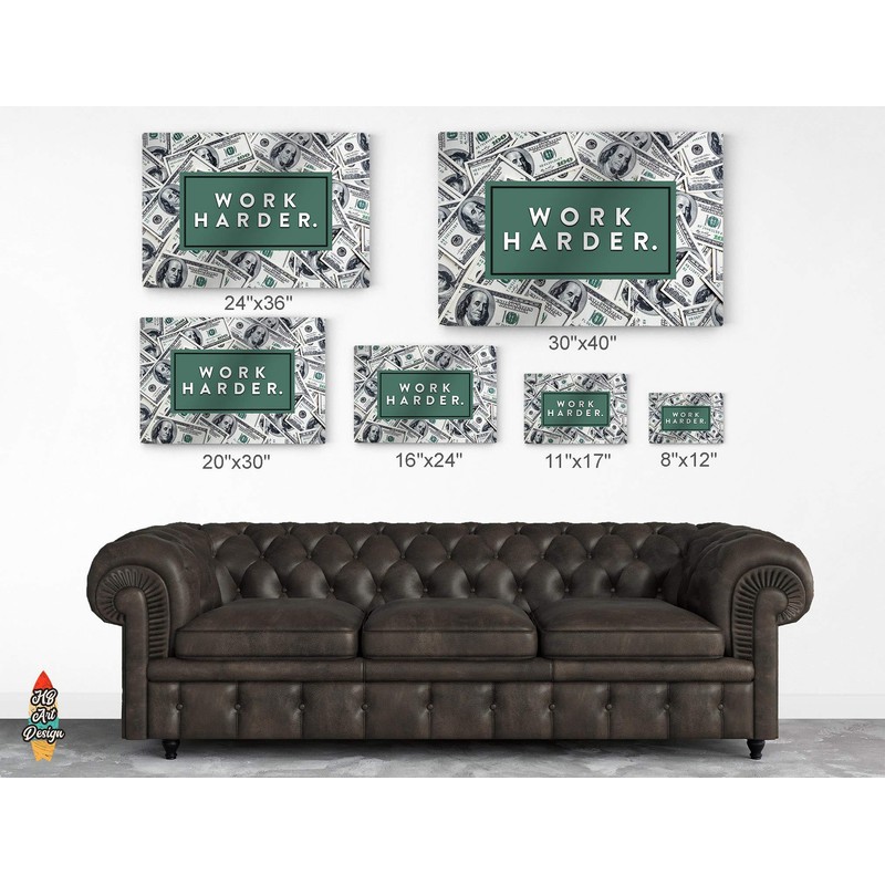 HB Art Design Work Harder Lettering 100 American Dollar Bill