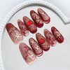 24Pcs Medium Almond Press on Nails French Tip Fake Nails