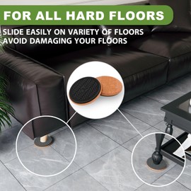 Felt Furniture Sliders for Hardwood Floors 4-3/4", 8 PCS Furniture Movers, Heavy Duty Furniture Moving Pads Chair Leg Floor Protectors Reusable, Move Your Furniture Easily
