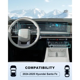 For 2025 2026 Hyundai Santa Fe Screen Protector -(6PCS) 2024-2026 Santa Fe (SE/SEL/XRT/Limited/Calligraphy) Accessories 12.3" Display (Navigation+Fingerprint Button+Air Conditioning) Protective Nano Film Anti-Scrtach