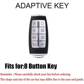 TECART Key Fob Cover Fit for Genesis GV80 GV90 G70 Soft TPU Key Case Keyshell Keychain Accessories Protector 8 Button White