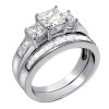 Mabella His Tungsten Hers Sterling Silver Princess Cut CZ Wedding