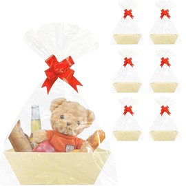 AHappyPlace Baskets for Gifts Empty Kraft Market Tray Cardboard Basket with Handles Gift Basket Kit Bulk Gift Basket Empty for Birthday Christmas Valentines Thanksgiving (Brown)