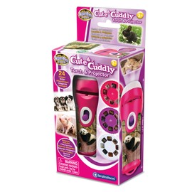 Brainstorm Toys Cute & Cuddly Animals Stem Torch and Projector – 24 Animal Images, Projects Clear Pictures up to 1 Metre Wide, Interactive Kids Flashlight Toy