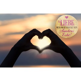 schilderkreis24 Beautiful Saying "Liebe muss Nicht perfekt Sein. Sondern Echt!" Magnet Decorative Fridge Magnet Joy Happiness Positive Thinking Life Gift Idea 8 x 8 cm