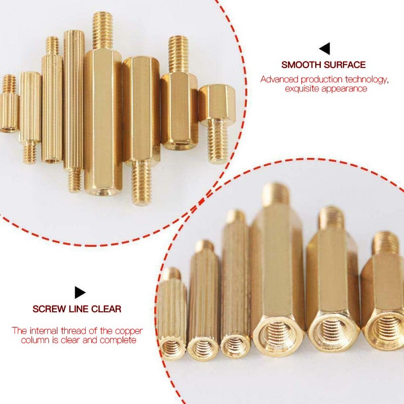 240Pcs M2(120Pcs) and M3(120Pcs) Male Female Brass Standoff Spacer PCB