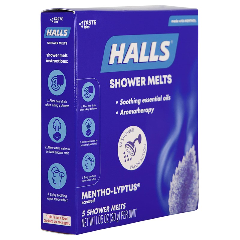 Halls Soothing Shower Melts 5 Pack - Mentho-lyptus Scented Aromatherapy