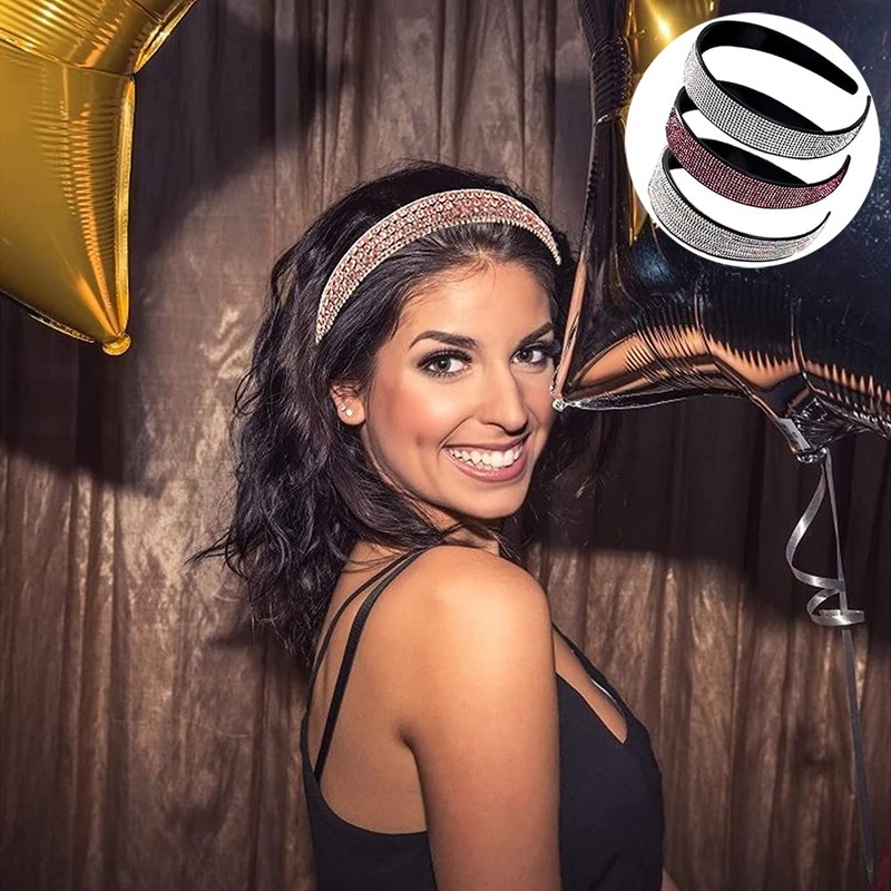 Pack of 3 Elastic Crystal Hair Bands, Fashionable Hair Band,