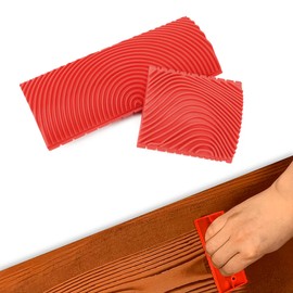 2pcs Faux Wood Grain Painting Tool, Texture Roller DIY Set for Stain Look Like Natural Wood, Rubber Brushing Maker Pattern Knurling, Embossing for All Surfaces, Wall Art Household Decor Stamp Stencil