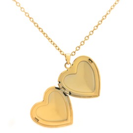 Relicario con medallón de Corazón - colgante para fotos y notas - Collar medallon de Corazon - Chapa de Oro Calidad Premium 22k - Relicario circular - Medallon para fotos - Acero Inoxidable - Regalo Aniversario - Regalo para Pareja - Joyeria para Dama - 