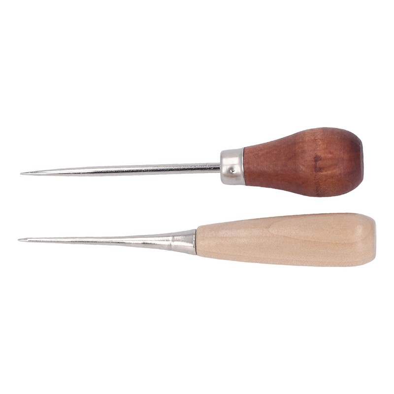8Pcs Leather Awl Wooden Ergonomic Handle Stainless Steel Effort Saving
