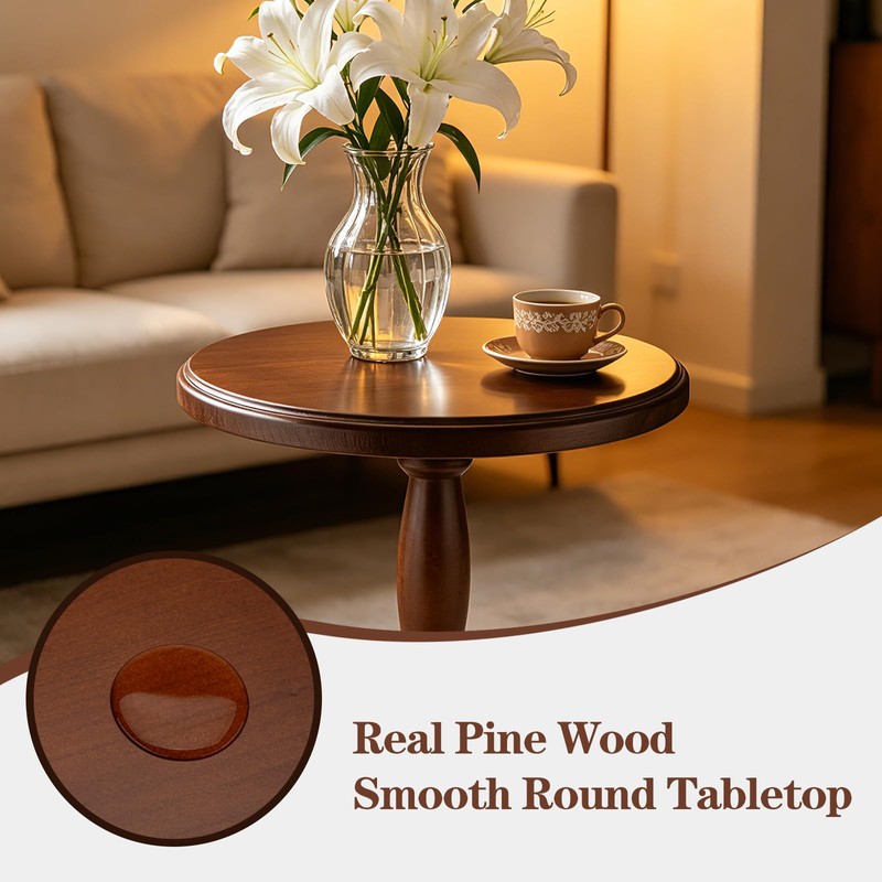 SANY DAYO HOME 12" Real Wood Round Drink Table, Small