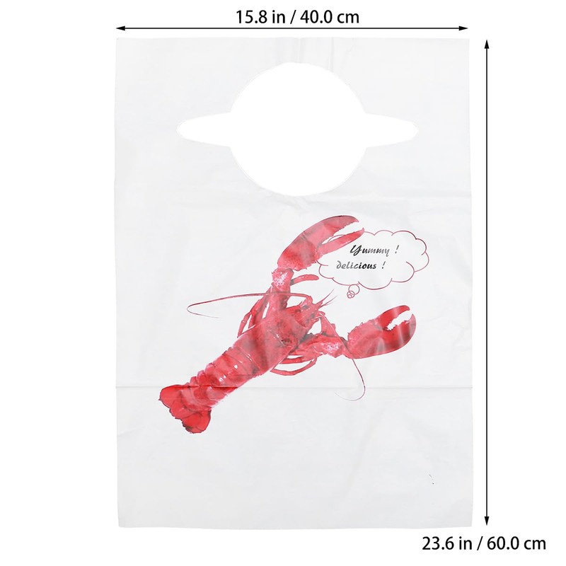 Disposable Bibs: 100PCS Plastic Crawfish Bibs Crab Lobster Bibs for
