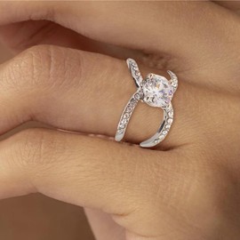 Stocking Stuffers Holiday Outfits for Women 2024 Moissanite Rings for Women Cubic Zirconia Engagement Ring Silver Fake Wedding Rings Rhinestone Band Rings Crystal Wedding Promise Statement Ring