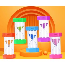 Premium Sandglass Timers Set - Vibrant 5-Piece Hourglass Collection with Protective Covers - Ideal as Kitchen Timer, Classroom Tool, Kids Toothbrush Timer, Office Decor - 3/5/10/20/30 Minutes