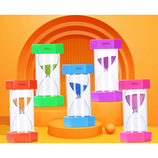 Premium Sandglass Timers Set - Vibrant 5-Piece Hourglass Collection with