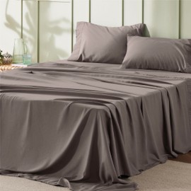 Bedsure Queen Sheet Set - 4 Pieces Soft Queen Size Sheets - Breathable & Cooling - Hotel Luxury - Easy Care Polyester Microfiber Bedding for Women, Men, Taupe