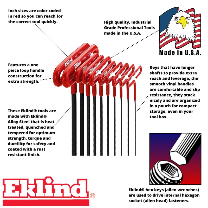 Eklind Tool 51920 5/16 Inch Cushion Grip Hex T-Handle T-Key