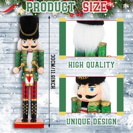Gejoy 12 Inch Christmas Nutcrackers Decorations Wooden Nutcracker Figures Ornament Festive Collectible Nutcracker Soldier Crafts for Christmas Tree Outdoor Table Decor Xmas Gifts(Elegant)