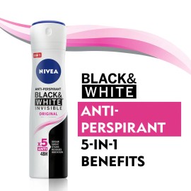 NIVEA Deodorant Spray Black & White Invisible Original Anti-Perspirant - 150 ml