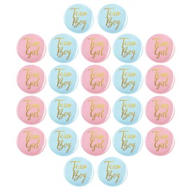 CXNXFD Pack of 24 Gender Reveal Buttons, Team Boy & Team Girl Buttons for Gender Reveal Baby Shower Party Decoration Accessories, Pink and Blue