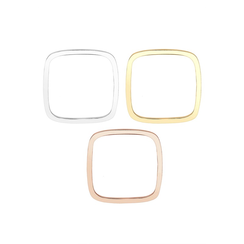 Elli 0602451216 Women's Ring Tri Colour Statement Square Set Gold-Plated