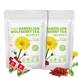 Dandelion wolfberry Tea, 60 Bags Ten Natural Ingredients for Kidneys & Liver Health, Eye Health & Digestion – Detox Tea with Chrysanthemum, Organic Dandelion Wolfberry