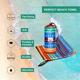 4Monster Microfiber Beach Towel with carry bag Sand Proof Travel Towel Quick Dry Lightweight Towel for Hiking Yoga Gym Sports Swimming Camping Fitness Bath