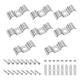 Rrina 8 Sets 3/8" Double Line Clamp 304 Stainless Steel Fuel Lines Clips with Mounting Screws