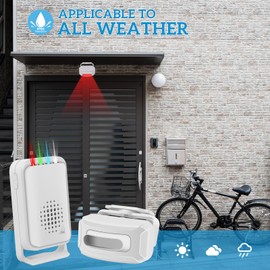 Outdoor Wireless Loud Driveway Alarm for Vehicles, Long Range Doorbell Chime System with Laser and Infrared Motion Sensor, 2 Portable Receivers with Light, Battery Powered