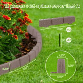 AGTEK Garden Edging 16FT Landscape Edging Kit 2.75 Inch Height Decorative Garden Border No Dig Lawn Border for Yard Flower Bed with 26 Stakes, Sand