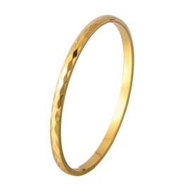 MILAKOO 4mm Gold Stainless Steel Faceted Bangle Bracelet Friendship Boho Style Layered Charm Cuff