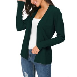 Urban CoCo Women's Long Sleeve Open Front Knit Cardigan Sweater (Dark Green, S)