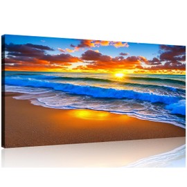 TutuBeer 1 Pcs Wildflower Field Artwork Rustic Wildflower Field at Beach Vintage Wall Art Canvas Prints Wild Flower Wall Art Rustic Style Kitchen Office Farmhouse Bathroom Decor 8x16inch