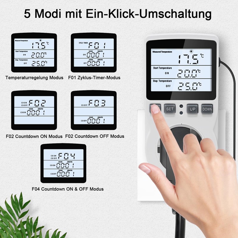 KETOTEK 230 V Temperature Controller Plug with Sensor, Digital Thermostat