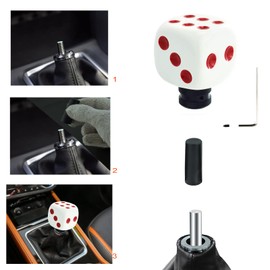 Lunsom Dice Shape Spinner Wheel Knob, Turning Suicide Aid Knobs Spinner Power Handle Knob for Most Vehicles Driving Helper Booster(White&Red)