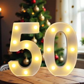 ZUOVAOV Birthday Decorations LED Light Up Sign - Party Decoration Night Lit Anniversary Background Home Decor (50th)