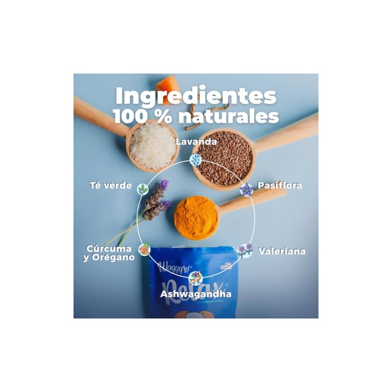 Waggys Relax, Relajante Natural para Estrés y Ansiedad en Perros,