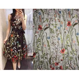 140CM Width Europe Seaweed Pattern Inelastic Embroidery Lace Trim,Curtain Tablecloth Slipcover Bridal DIY Clothing/Accessories.(1 Yard in one Package) (Black)