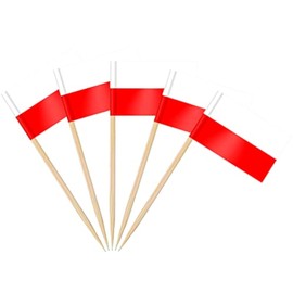 AhfuLife Pack of 100/200 Cocktail Stick Flags, Toothpick Flag for Sandwich Food Cupcake Toppers Cocktail Fruit Tableware Party Supplies Pub Decor (200 Pieces, Poland Toothpick Flag)