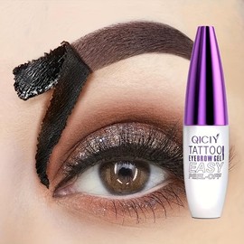 Tattoo Eyebrow Gel Waterproof Semi-Permanent Long-Lasting Sweatproof Film Forming Easy-Off Formula, Eyebrow Tint Kit:_Dark Brown_2pcs