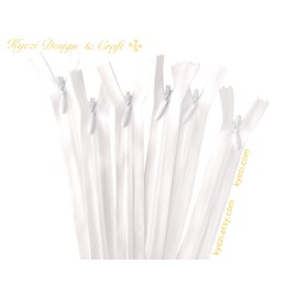 9-22 Inch Nylon Invisible Zippers for Pillow, Dresses, Skirts, Pants, Tailor, Sewer, Sewing Craft (White, 9 inch - 5pcs)