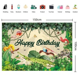 APPCRFM Animal Background Cloth 150x100cm Birthday Photography Decoration Tropical Reptile Background Birthday Party Decorations Birthday Party Photo Props