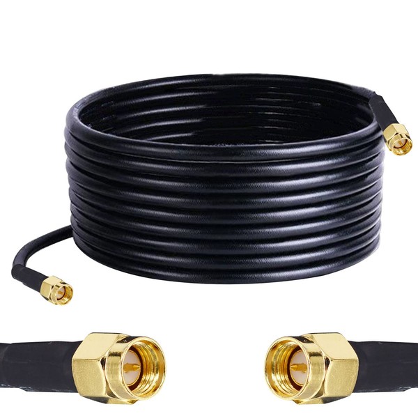 BOOBRIE 10M SMA Male to SMA Male SMA Extension Cable RG58/U Cable SMA Male Connector Lead SMA Antenna Extension Cable Low Loss 50Ω for WiFi Antenna/Wireless Router/WLAN Devices/GPS