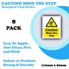 8-Pack Caution Mind The Step Vinyl Sticker Sign - 110mm