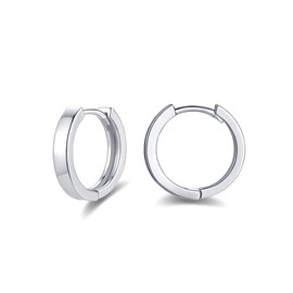 Sterling Silver Hoops Earrings for Women, Small Silver Hoop Earrings, White Gold Plated 10mm Hypoallergenic Small Sleeper Cartilage Hoops Huggie Hinged Earrings for Women Girls