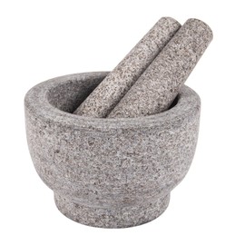 Comie Mortar and Pestle Set,Heavy Duty,Unpolished Granite,6 Inch-2Cup Capacity,Grinder for Spices and Seeds,Grinding,Crushing and Mashing Spices,Nuts,for Guacamole,Garlic Sauce,Gray.